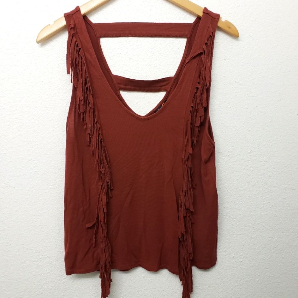 Guess Sleeveless Vintage Festival Top with Tassle Detail Size M